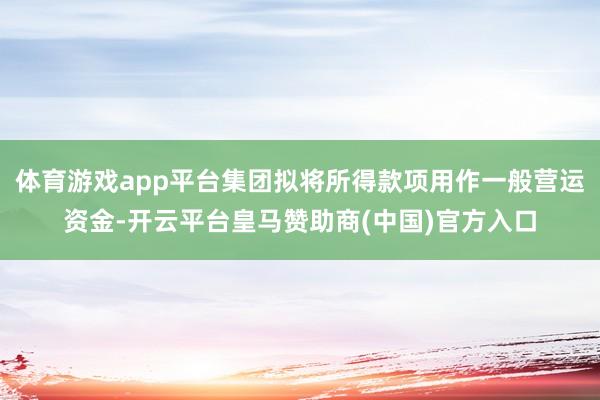 體育游戲app平臺集團擬將所得款項用作一般營運資金-開云平臺皇馬贊助商(中國)官方入口